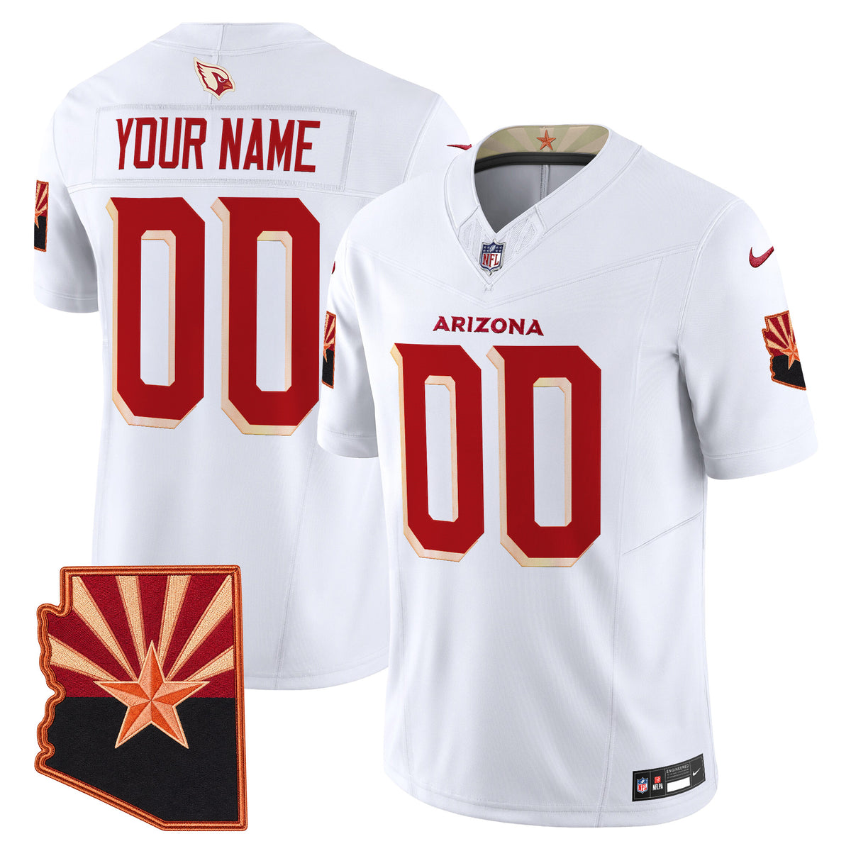 Arizona Cardinals 2025 Rivalries Vapor Limited Custom Jersey - All Stitched - White — view 1