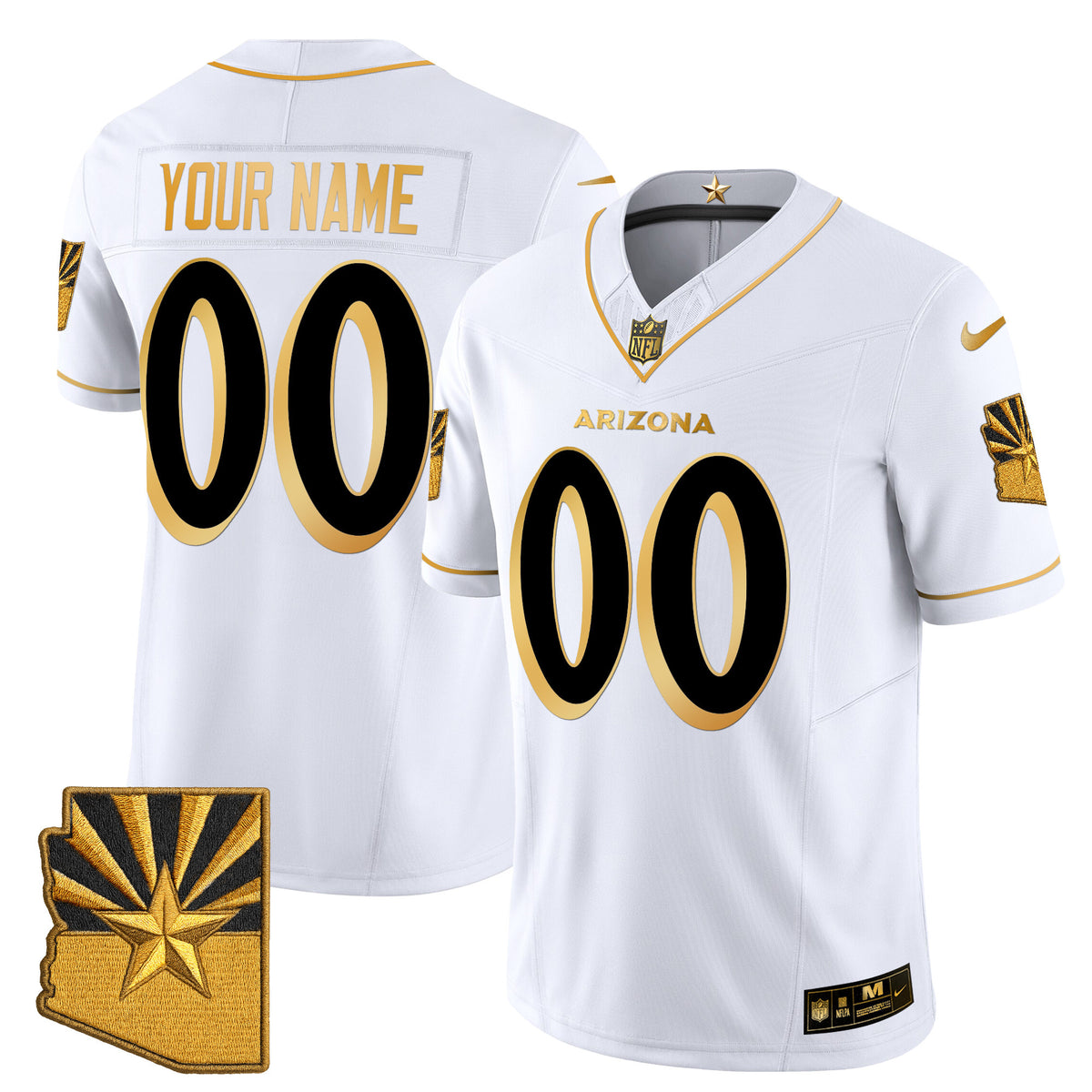 Arizona Cardinals 2025 Rivalries Gold Vapor Limited Custom Jersey - All Stitched - White Gold — view 1