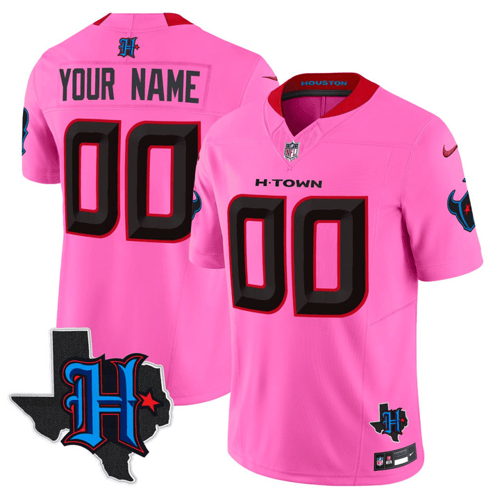 Houston Texans Pink Custom Jersey - All Stitched - Pink ~5701498 — view 1