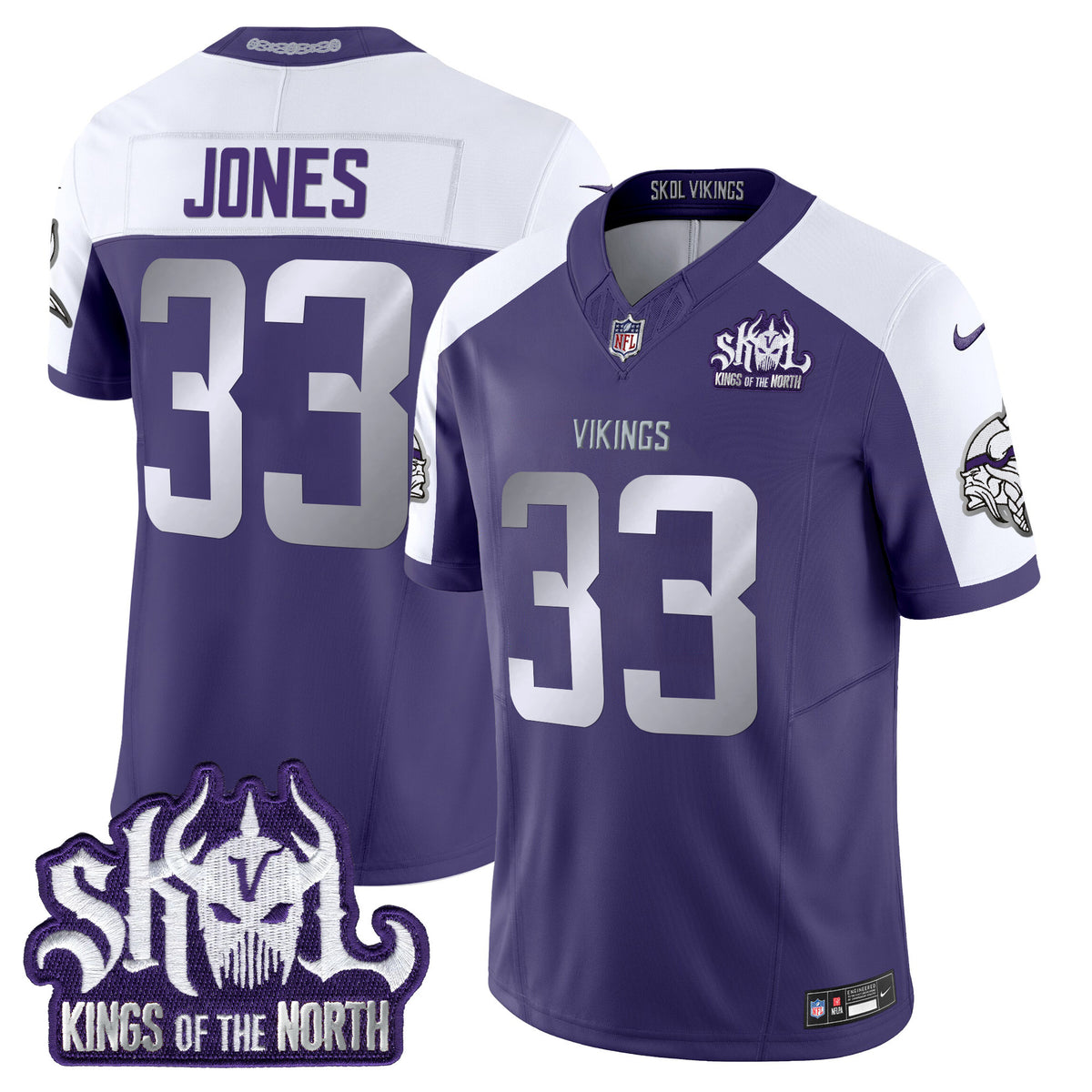 Men's Minnesota Vikings 2025 Winter Warrior Skol Patch Vapor Limited Jersey - All Stitched - Purple Alternate - Aaron Jones — view 1