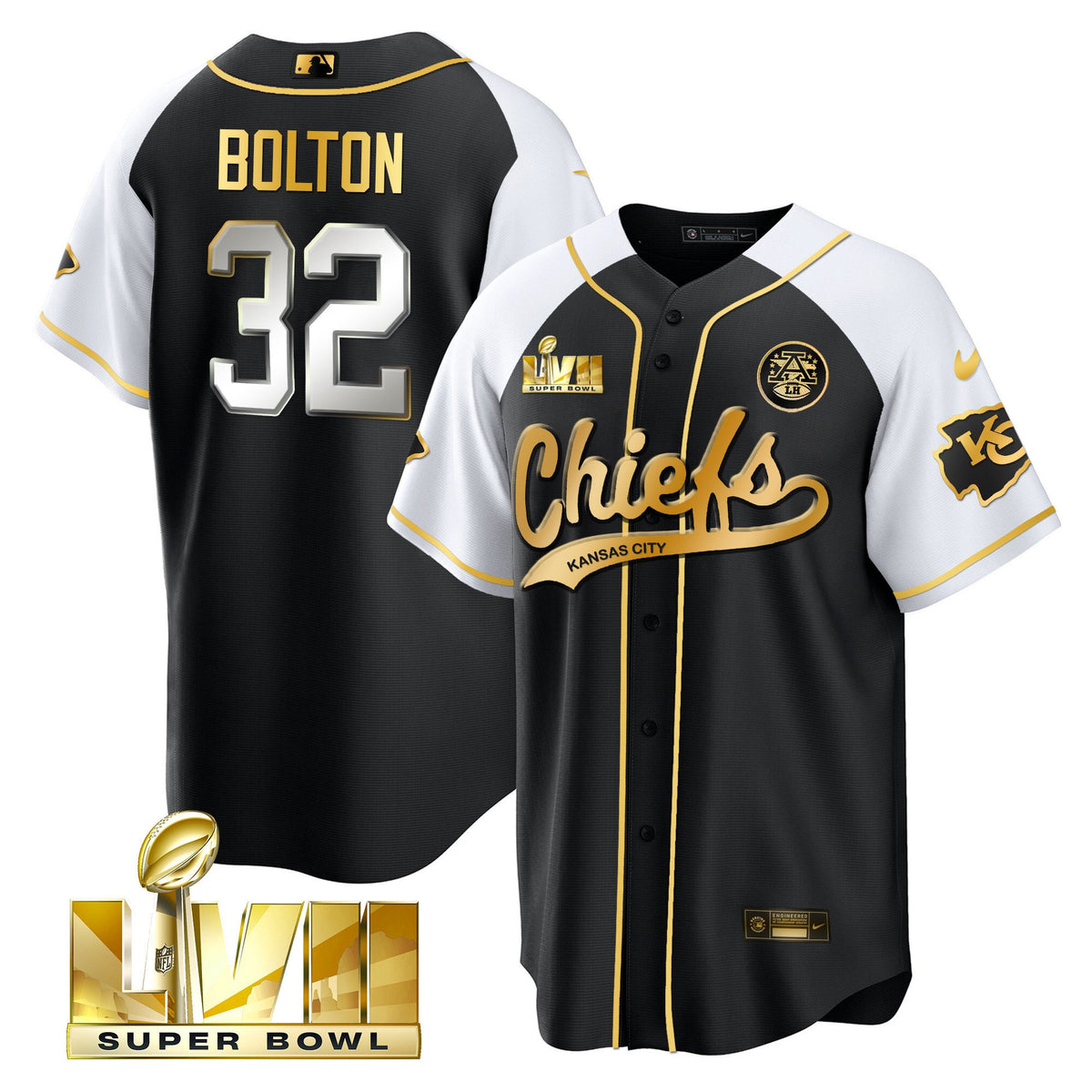 Men's Chiefs Super Bowl LVII Alternate Cool Base Jersey - All Stitched - Black Limited - Nick Bolton — view 1