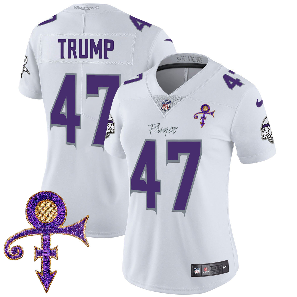 Women's Minnesota Vikings 2024 Prince Vapor Limited Jersey - All Stitched - White Limited - Donald Trump — view 1