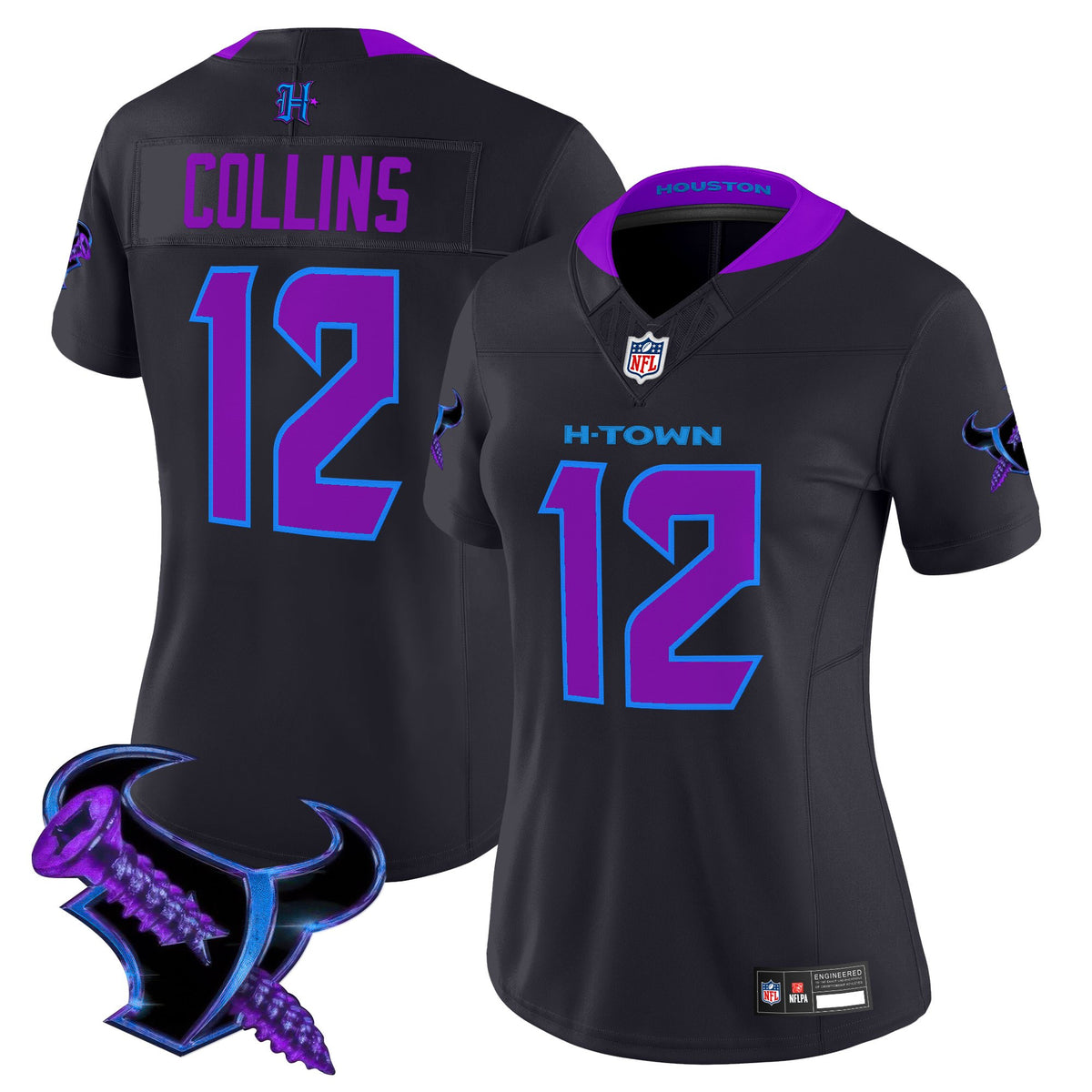 Women's Houston Texans 2025 DJ Screw Vapor Limited Jersey - All Stitched - Navy - Nico Collins — view 1
