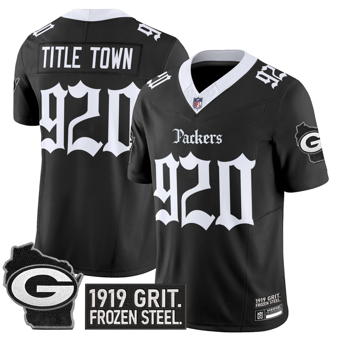 Men's Green Bay Packers 'Gothic Frozen Tundra Edition' Vapor Limited Jersey - All Stitched - Black - Title Town 920 — view 1