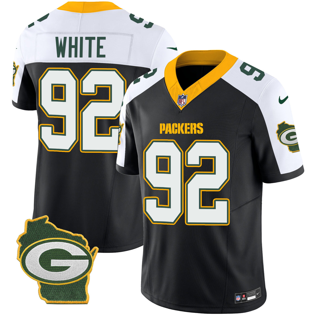Men's Packers Home Patch Vapor Jersey V3 - All Stitched - Black Alternate - Reggie White — view 1
