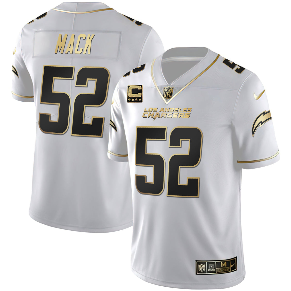 Women's Los Angeles Chargers White Gold & Black Gold Jersey - All Stitched - White Gold - Khalil Mack — view 1