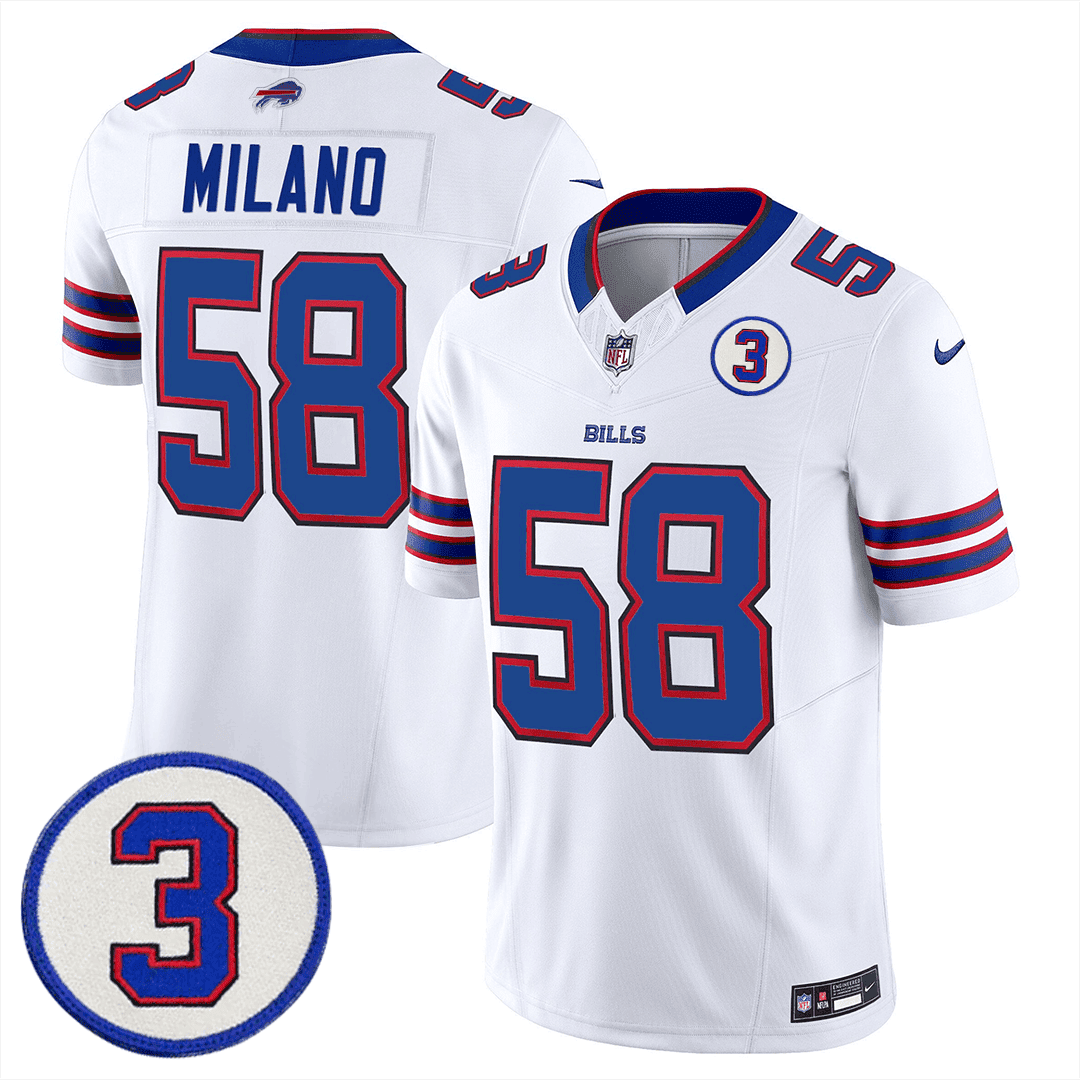 Men's Buffalo Bills Damar Honoring Patch Vapor Limited Jersey - All Stitched - White - Matt Milano — view 1