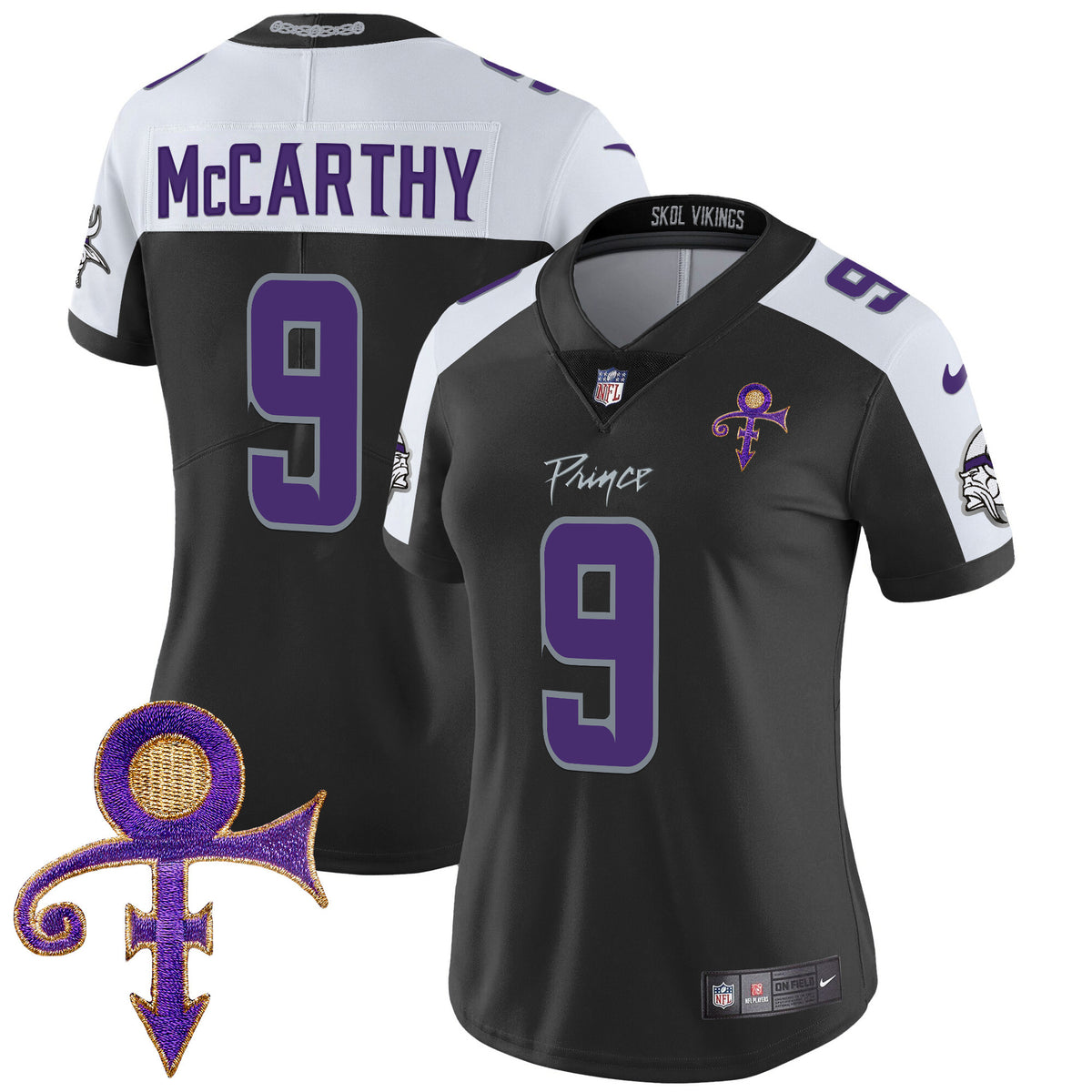 Women's Minnesota Vikings 2024 Prince Vapor Limited Jersey - All Stitched - Black Alternate - J.J. McCarthy — view 1