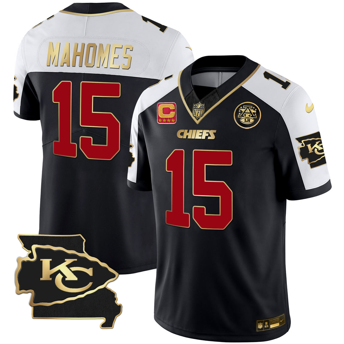 Men's Chiefs Missouri Patch Vapor Limited Jersey - All Stitched - Black Alternate - Patrick Mahomes — view 1