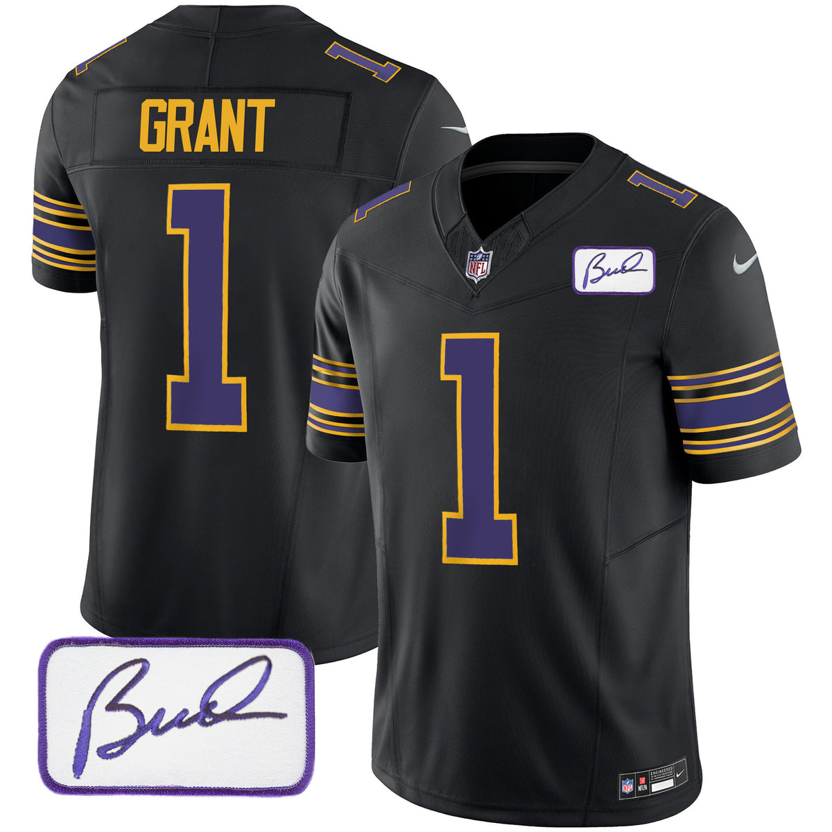 Men's Vikings Bud Grant Patch Classic Limited Jersey - All Stitched - Black - Bud Grant — view 1
