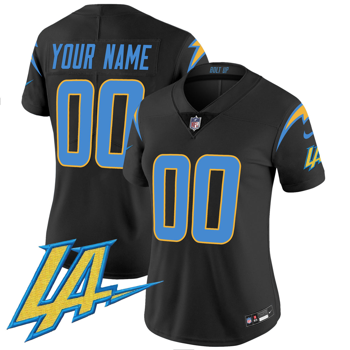 Chargers Vapor Limited Custom Jersey V2 - All Stitched - Black — view 1