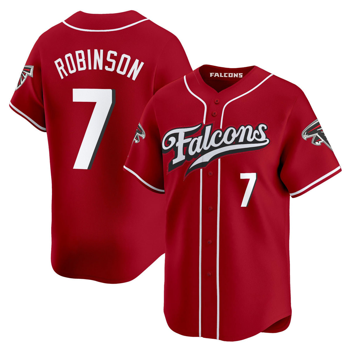 Men's Atlanta Falcons 2025 Vapor Limited Baseball Jersey - All Stitched - Red - Bijan Robinson — view 1