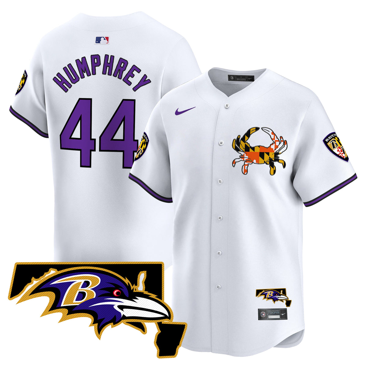 Men's Baltimore Ravens 2024 Vapor Premier Baseball Jersey V2 - All Stitched - White - Marlon Humphrey — view 1