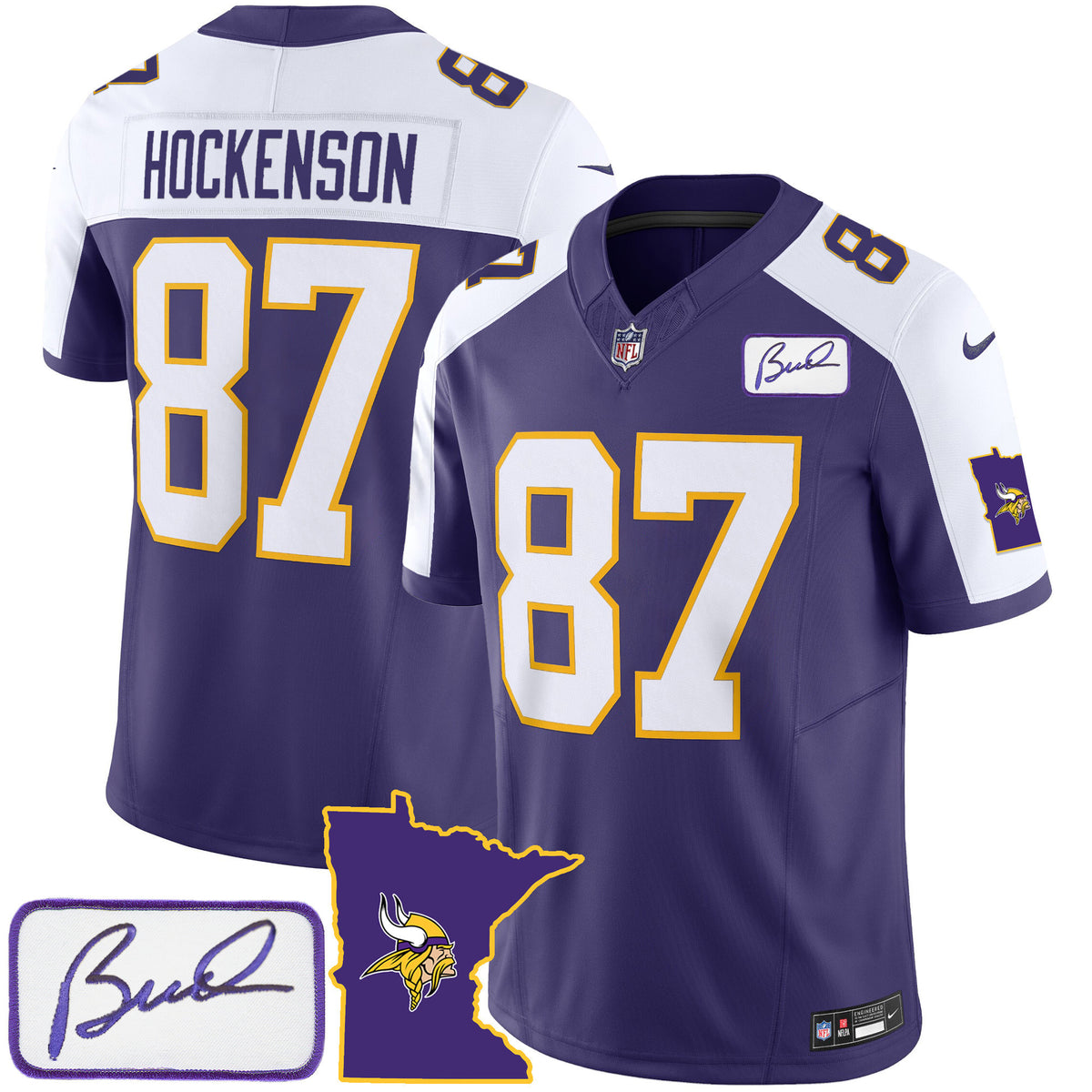 Men's Vikings Bud Grant Patch Classic Limited Jersey V2 - All Stitched - Alternate - T.J. Hockenson — view 1