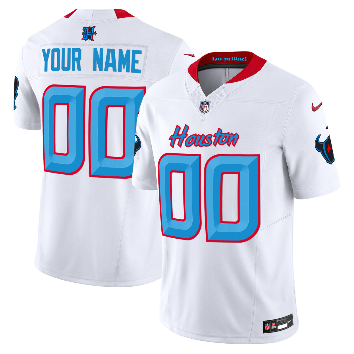 Houston Texans 2024 Vapor Limited Custom Jersey V4 - All Stitched - White — view 1