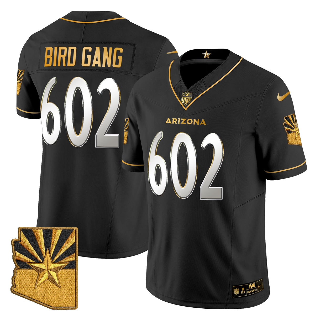 Men's Arizona Cardinals 2025 Rivalries Gold Vapor Limited Jersey - All Stitched - Black Limited - Bird Gang — view 1
