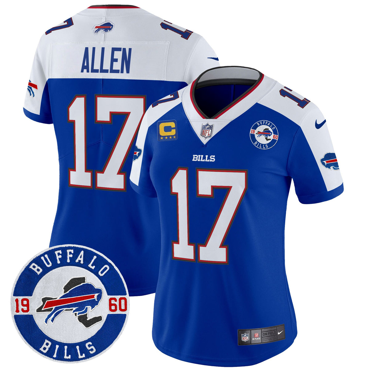 Women's Buffalo Bills 2024 Vapor Limited Jersey - Est. 1960 Patch - All Stitched - Royal Alternate - Josh Allen — view 1
