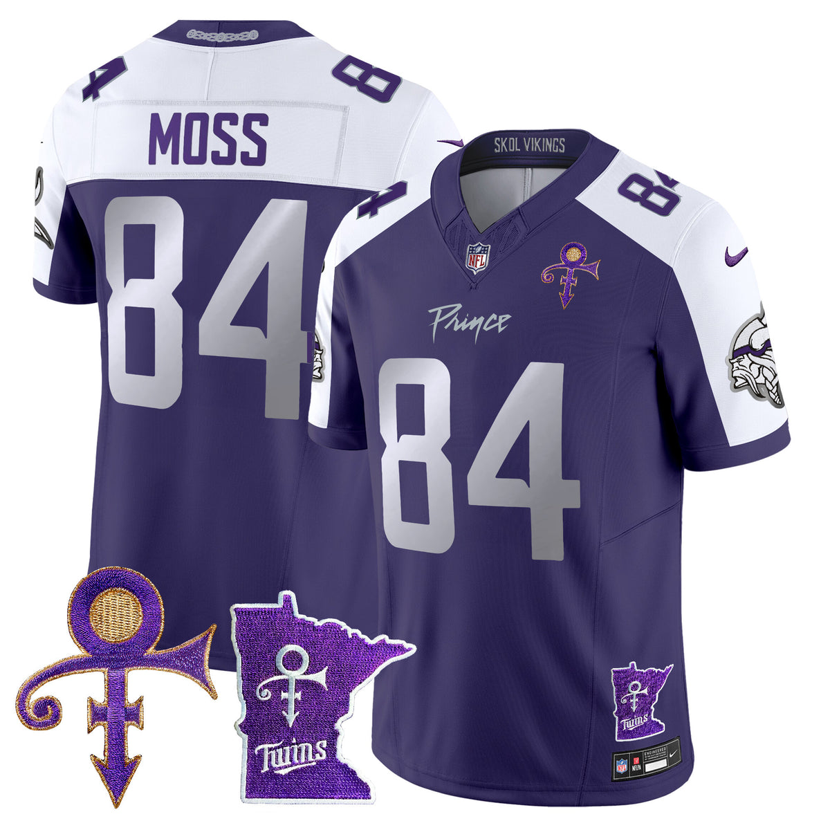 Men's Minnesota Vikings 2024 Prince Vapor Limited Jersey V2 - All Stitched - Purple Alternate - Randy Moss — view 1