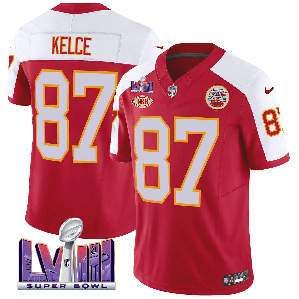Men's Chiefs Throwback Super Bowl LVIII Vapor Jersey - All Stitched - Alternate - Travis Kelce — view 1