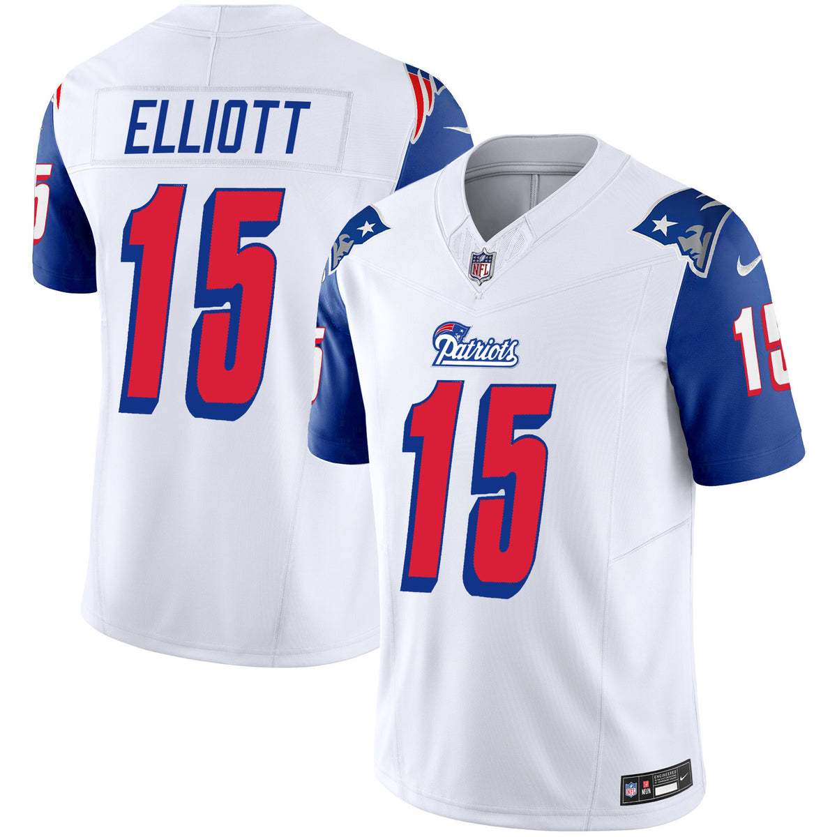 Men's Patriots 1996 Throwback Limited Vapor Jersey - All Stitched - Royal Sleeves - Ezekiel Elliott — view 1