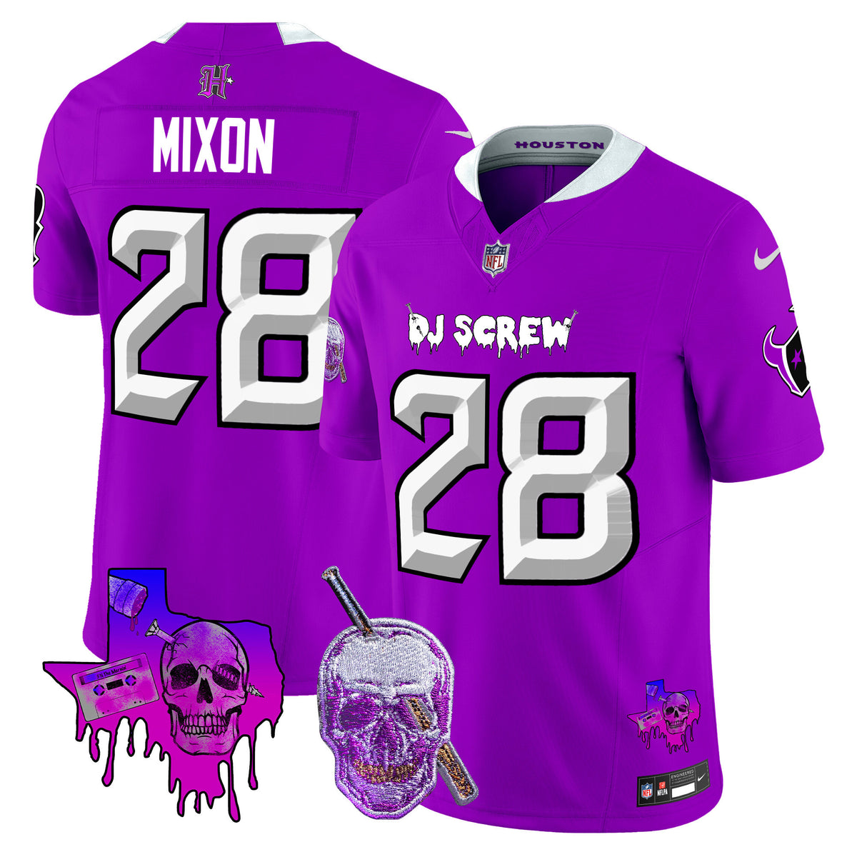 Men's Houston Texans DJ Screw Vapor Limited Jersey - All Stitched - Purple - Joe Mixon — view 1