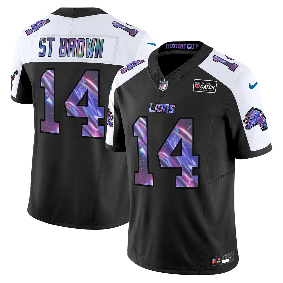 Men's Detroit Lions 2024 Crucial Catch Vapor Limited Jersey - All Stitched - Black Alternate - St. Brown — view 1