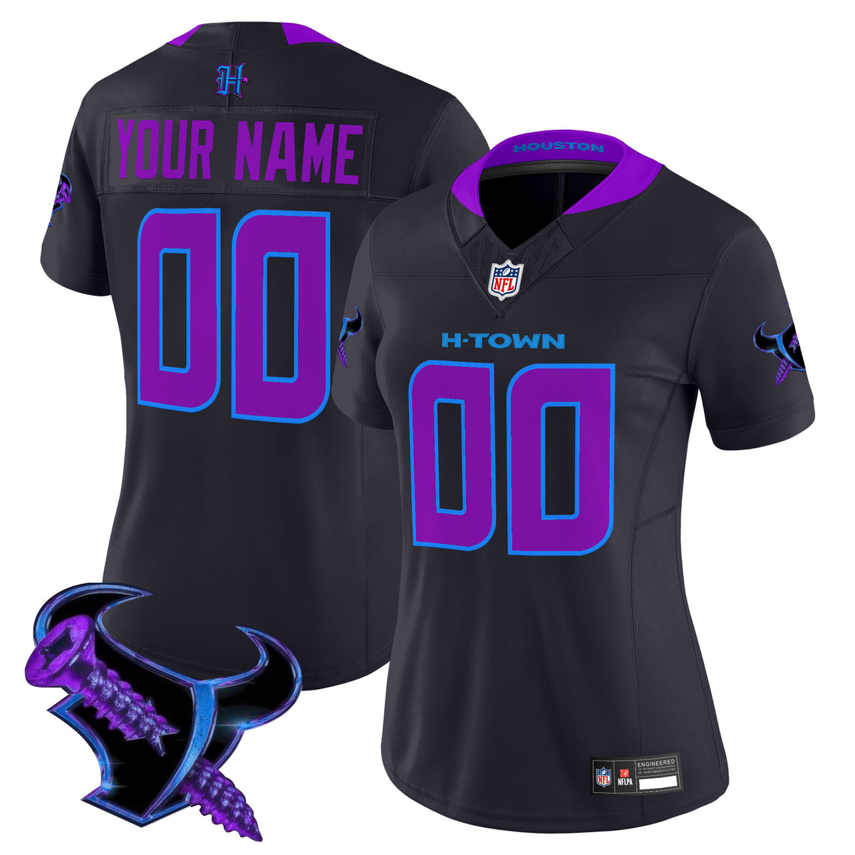 Houston Texans 2025 DJ Screw Vapor Limited Custom Jersey - All Stitched - Navy ~0234180 — view 1