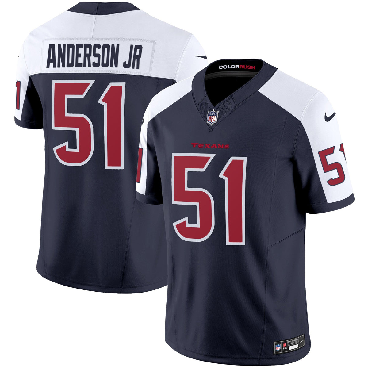 Men's Houston Texans Color Rush Legend Vapor Jersey - All Stitched - Navy Alternate - Will Anderson Jr — view 1