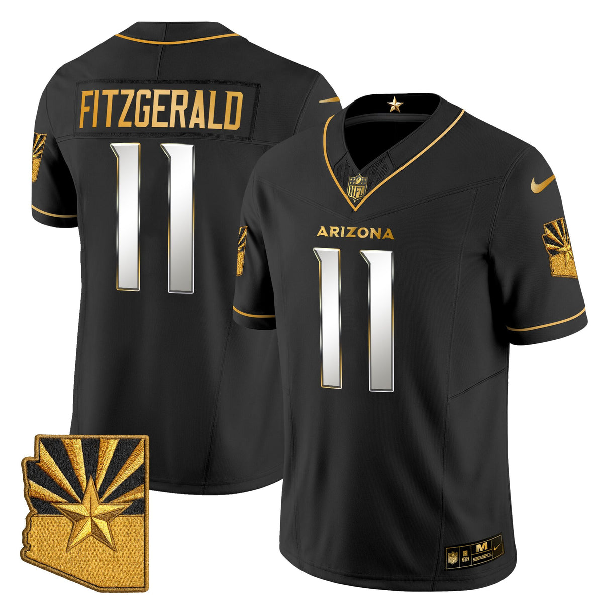 Men's Arizona Cardinals 2025 Rivalries Gold Vapor Limited Jersey - All Stitched - Black Limited - Larry Fitzgerald — view 1