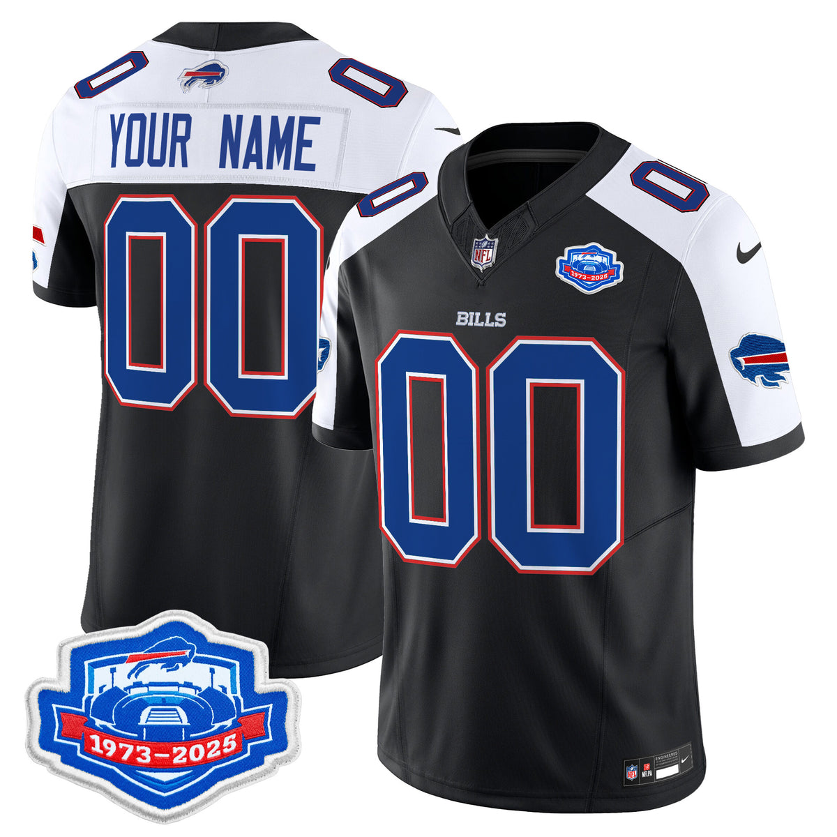 Buffalo Bills 2025 Farewell Season Patch Vapor Limited Custom Jersey - All Stitched - Black Alternate — view 1