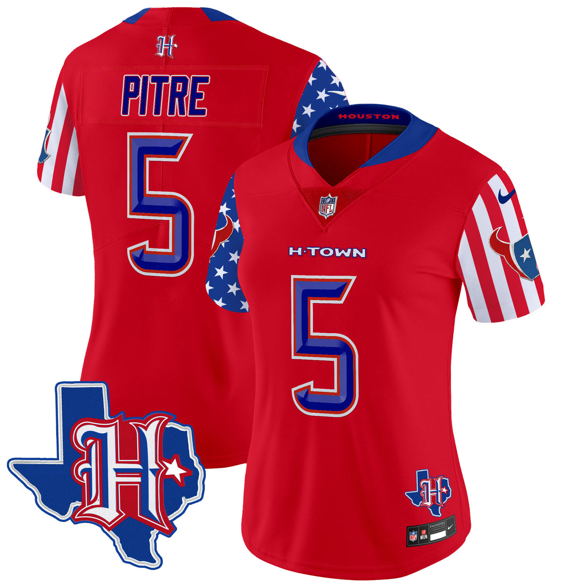 Women's Houston Texans American Style Vapor Limited Jersey - All Stitched - Red - Jalen Pitre — view 1