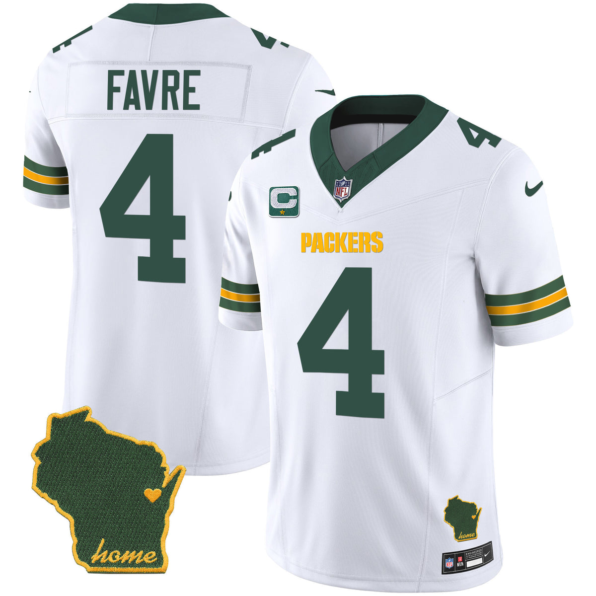 Men's Packers Home Patch Vapor Jersey V2 - All Stitched - White - Brett Favre — view 1