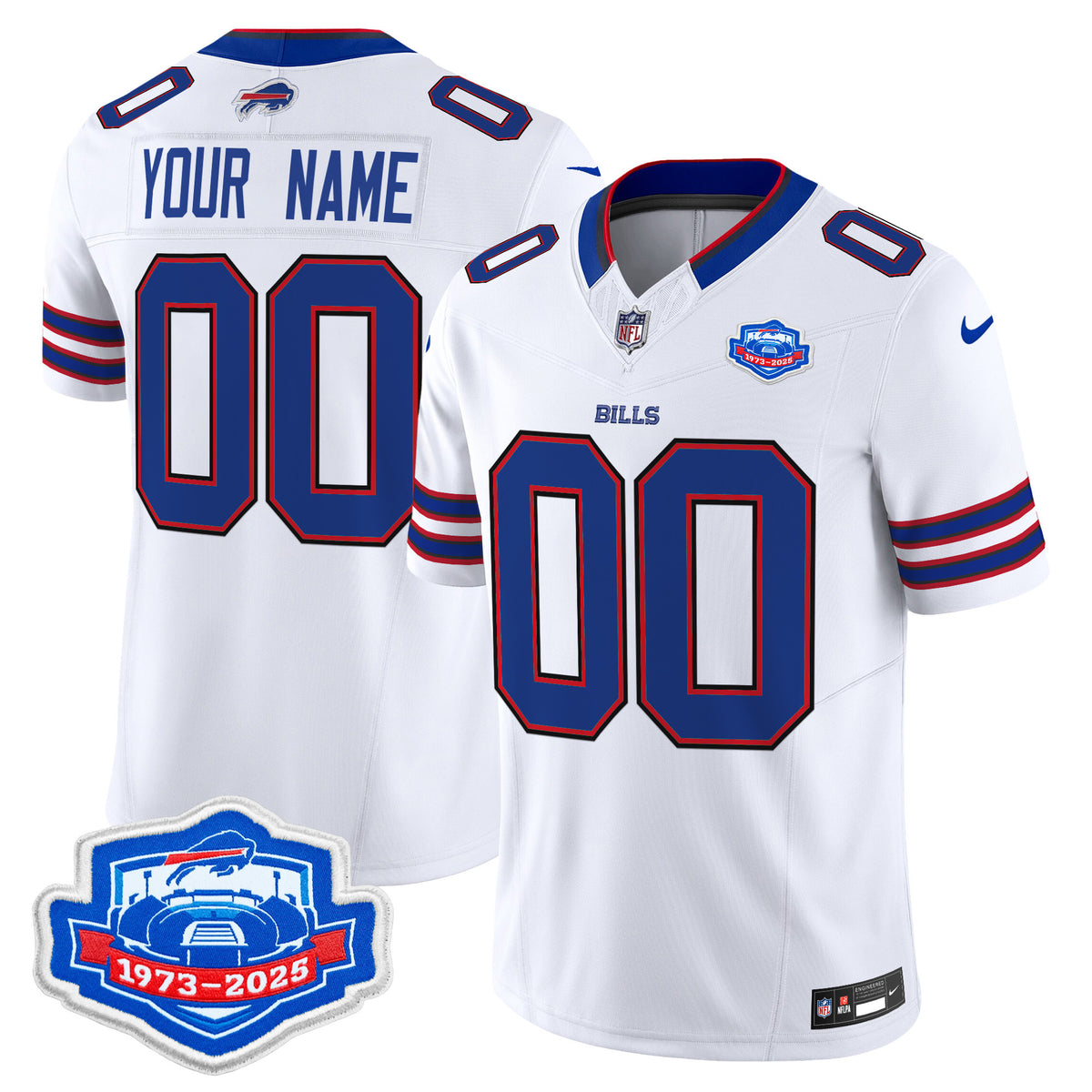 Buffalo Bills 2025 Farewell Season Patch Vapor Limited Custom Jersey - All Stitched - White — view 1