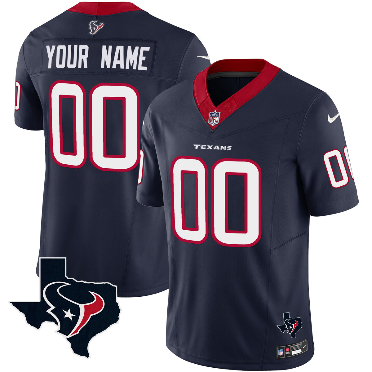 Houston Texans Vapor Limited Custom Jersey - All Stitched - Navy — view 1