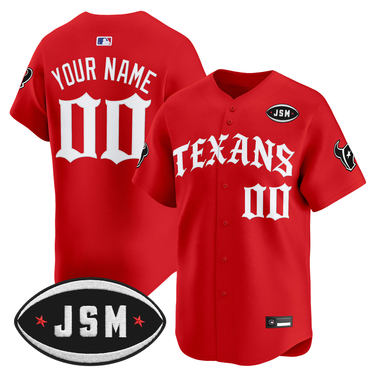 Houston Texans 'Old English Edition' Vapor Premier Limited Custom Jersey - All Stitched - Red — view 1