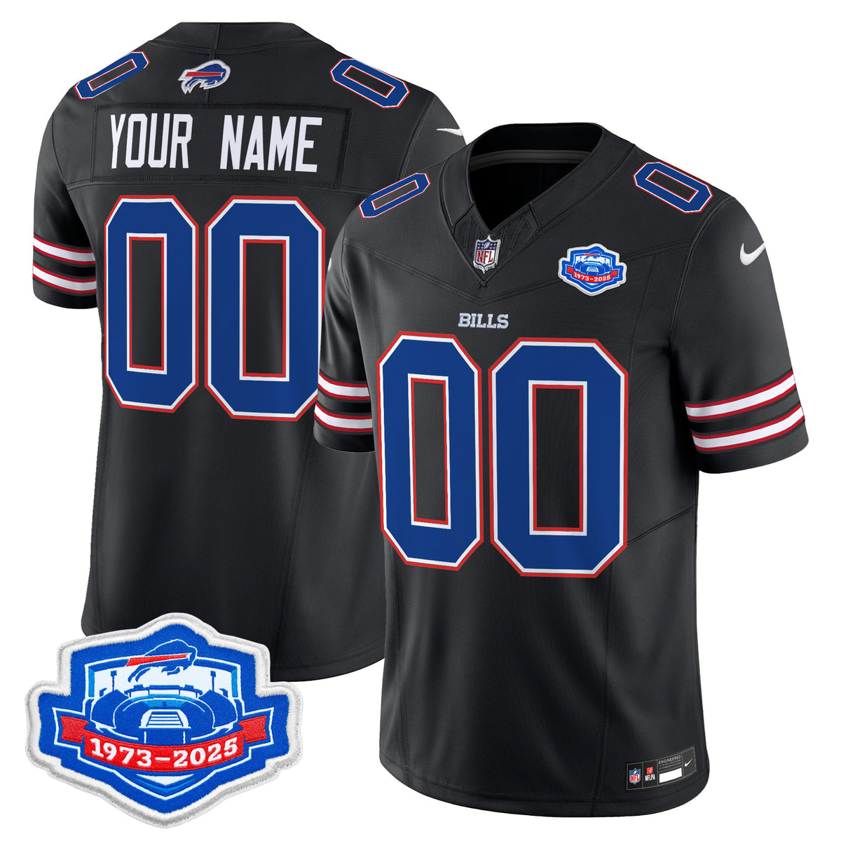 Buffalo Bills 2025 Farewell Season Patch Vapor Limited Custom Jersey - All Stitched - Black — view 1