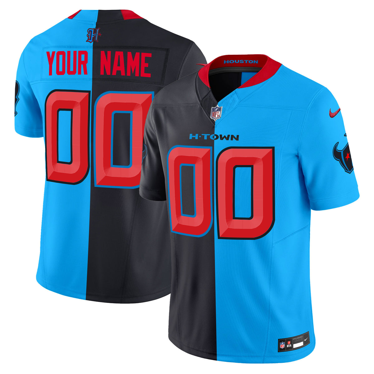 Houston Texans 2024 Vapor Limited Custom Jersey V2 - All Stitched - Split — view 1