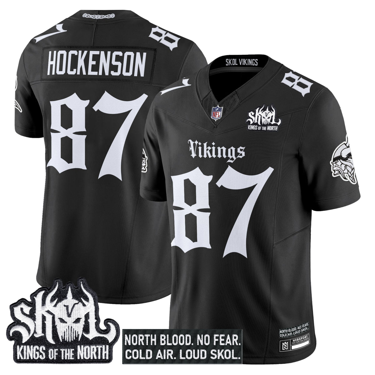 Men's Minnesota Vikings 'Gothic Norseblood Edition' Vapor Limited Jersey - All Stitched - Black - T.J.Hockenson — view 1