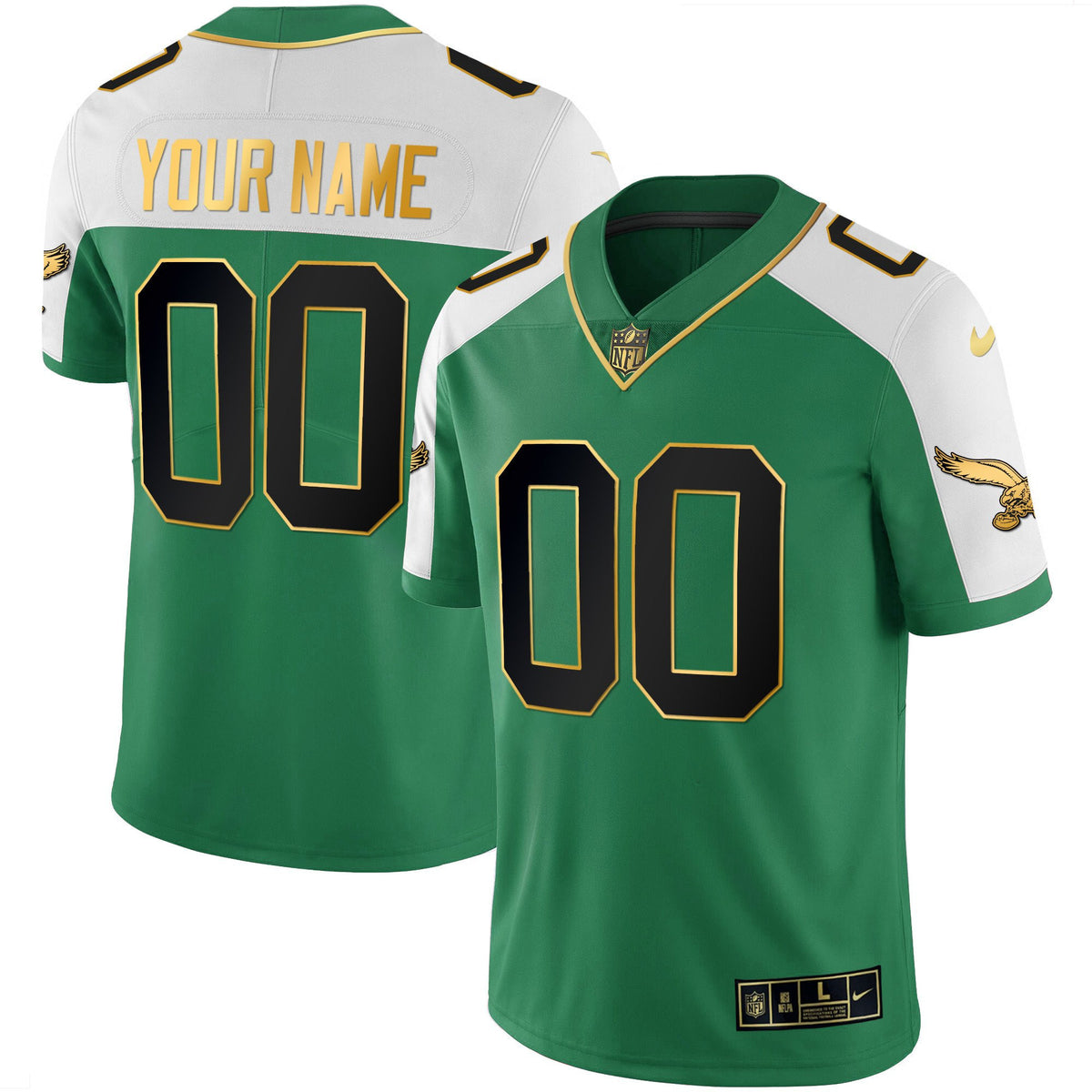 Eagles Kelly Green Gold Custom Jersey - All Stitched - Kelly Alternate — view 1
