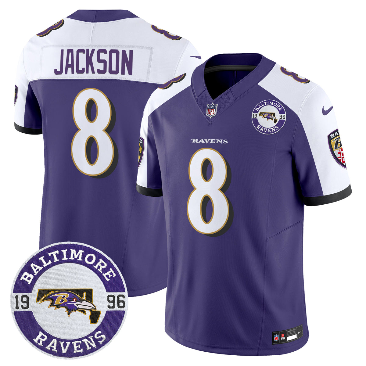 Men's Ravens 2024 Vapor Limited Jersey - Est. 1996 Patch - All Stitched - Purple Alternate - Lamar Jackson — view 1