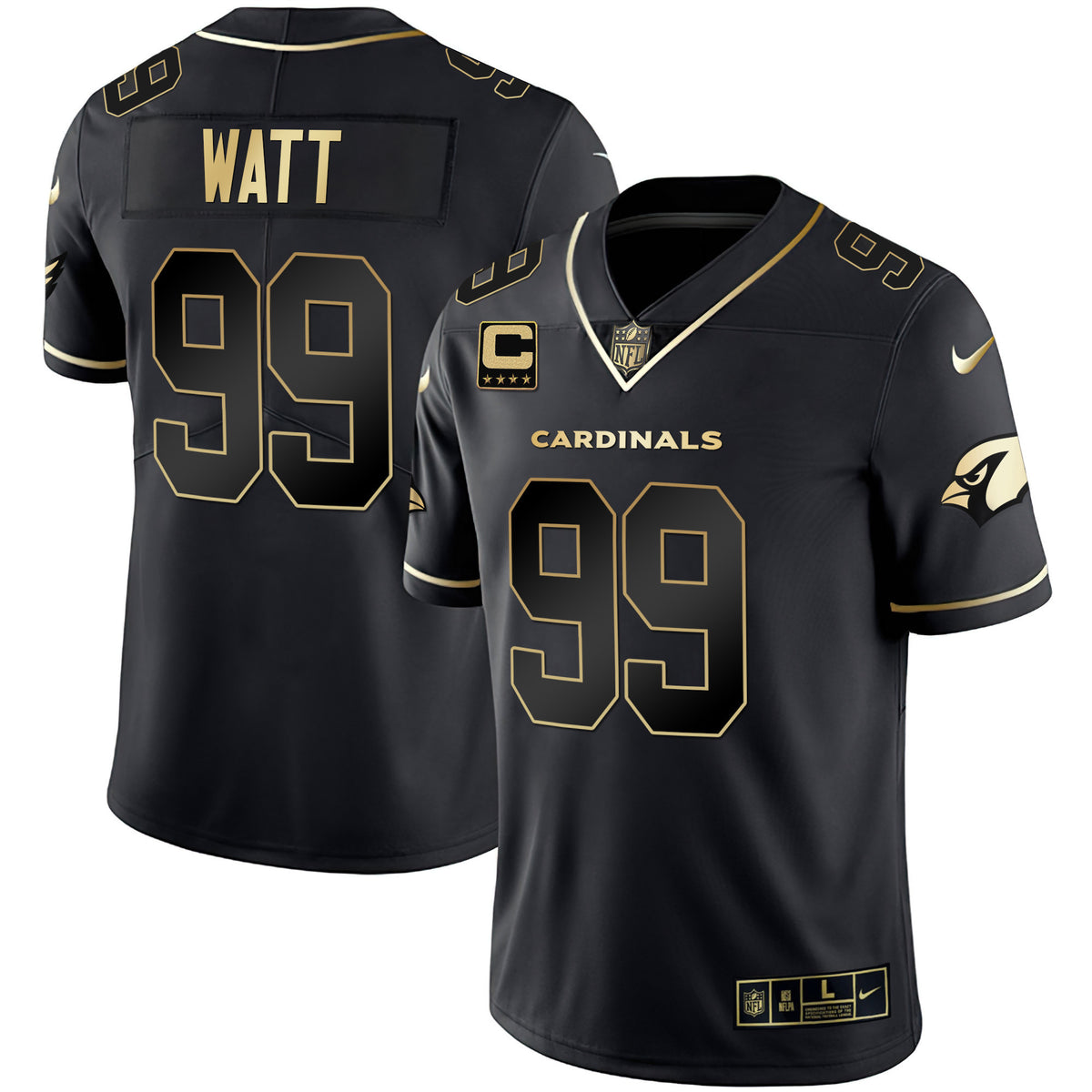 Men's Arizona Cardinals Black Gold & White Gold Vapor Limited Jersey - All Stitched - Black Gold - JJ Watt — view 1