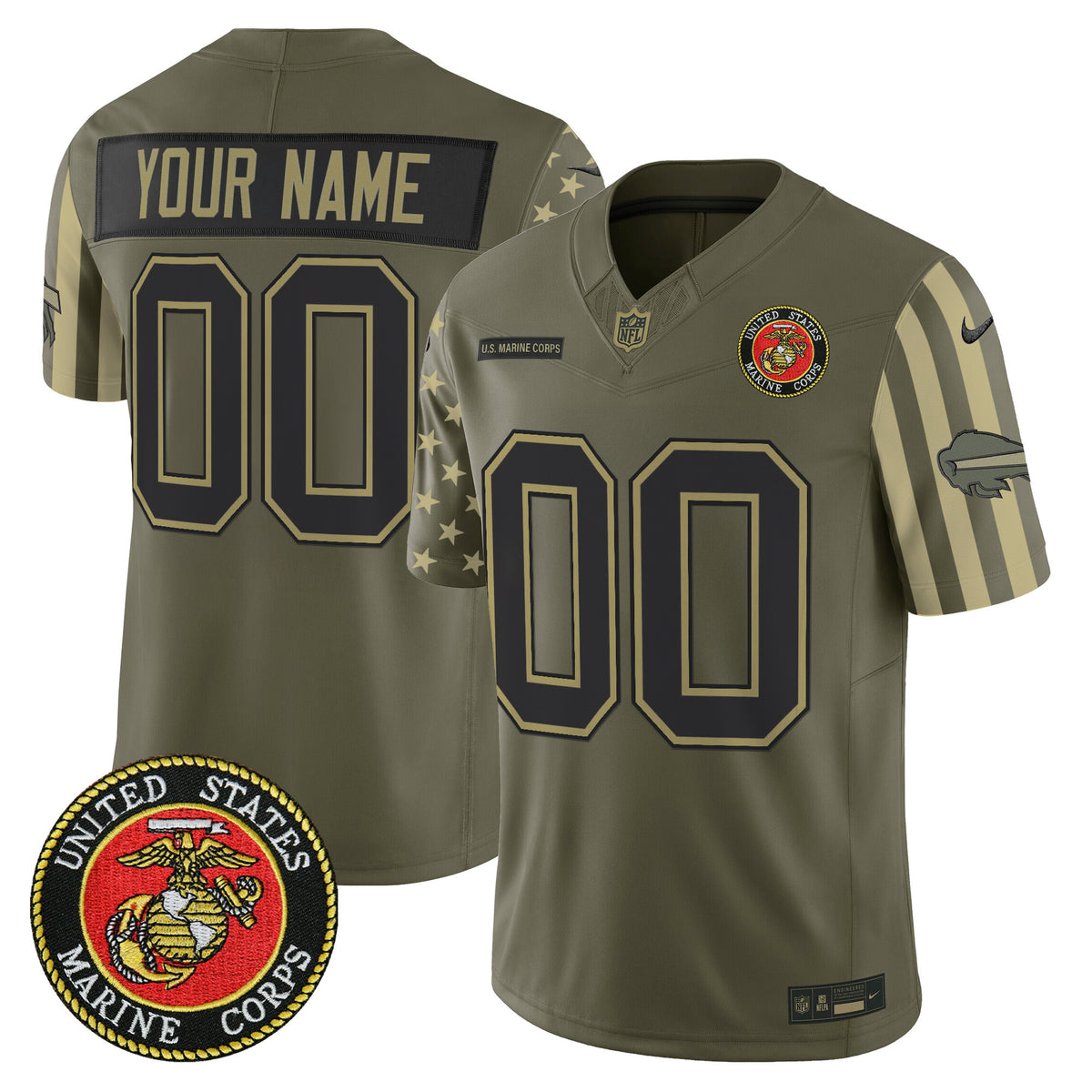 Buffalo Bills x U.S. Military Veteran Vapor Limited Custom Jersey - All Stitched - Marines — view 1