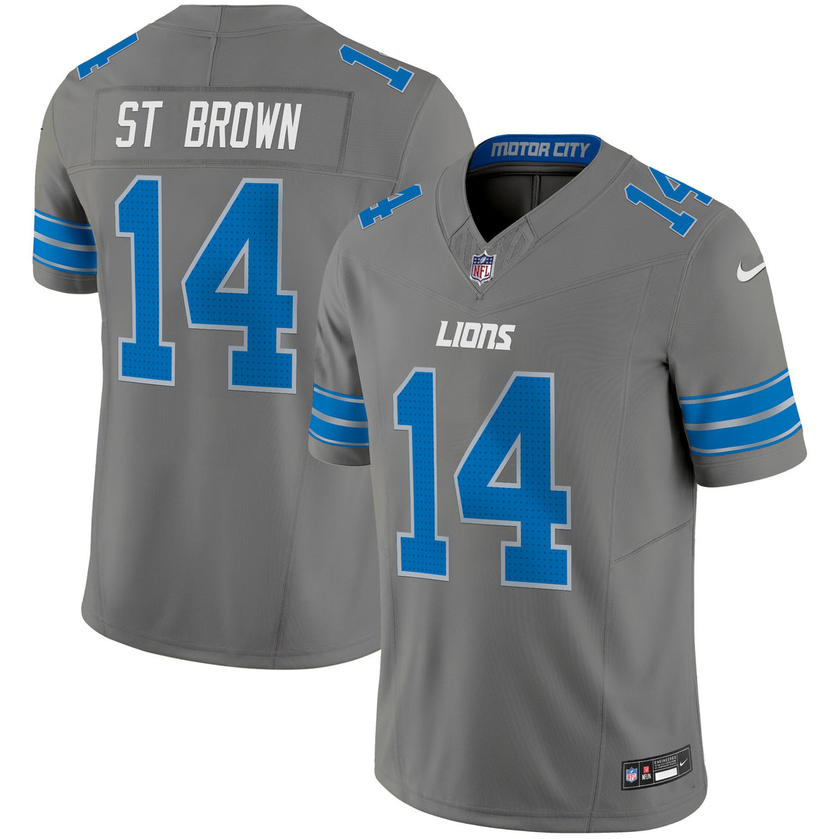 Men's Detroit Lions 2024 Vapor Limited Jersey - All Stitched - Gray - St. Brown — view 1