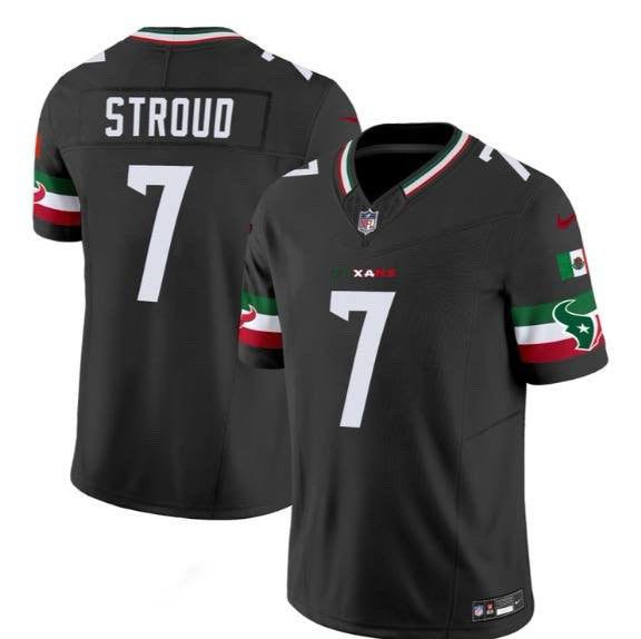 CJ Stroud Houston Texans Mexico Jersey - All Stitched - Black — view 1