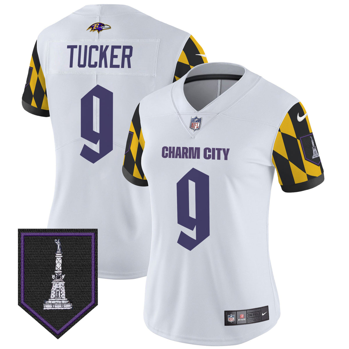 Women's Ravens City Edition Patch Vapor Limited Jersey - All Stitched - White - Justin Tucker — view 1