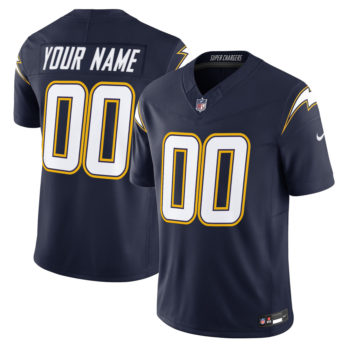 Los Angeles Chargers 2025 Alternate Charger Power Vapor Limited Custom Jersey - All Stitched - Navy — view 1