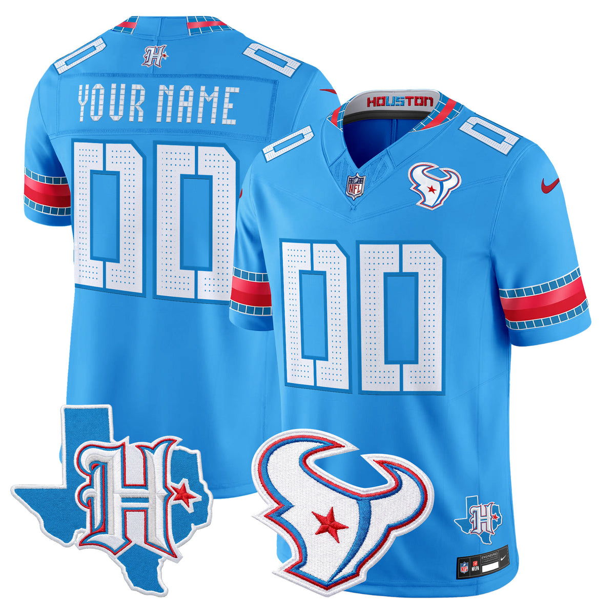 Houston Texans 2026 Rivalries Vapor Limited Custom Jersey - Texas Patch - All Stitched - Blue — view 1