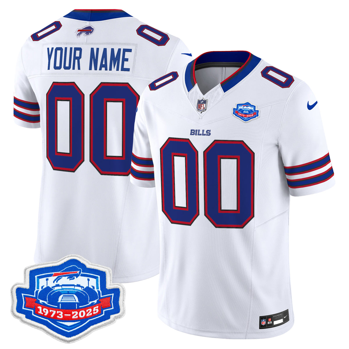 Buffalo Bills 1973 - 2025 Farewell Season Patch Vapor Limited Custom Jersey - All Stitched - White — view 1