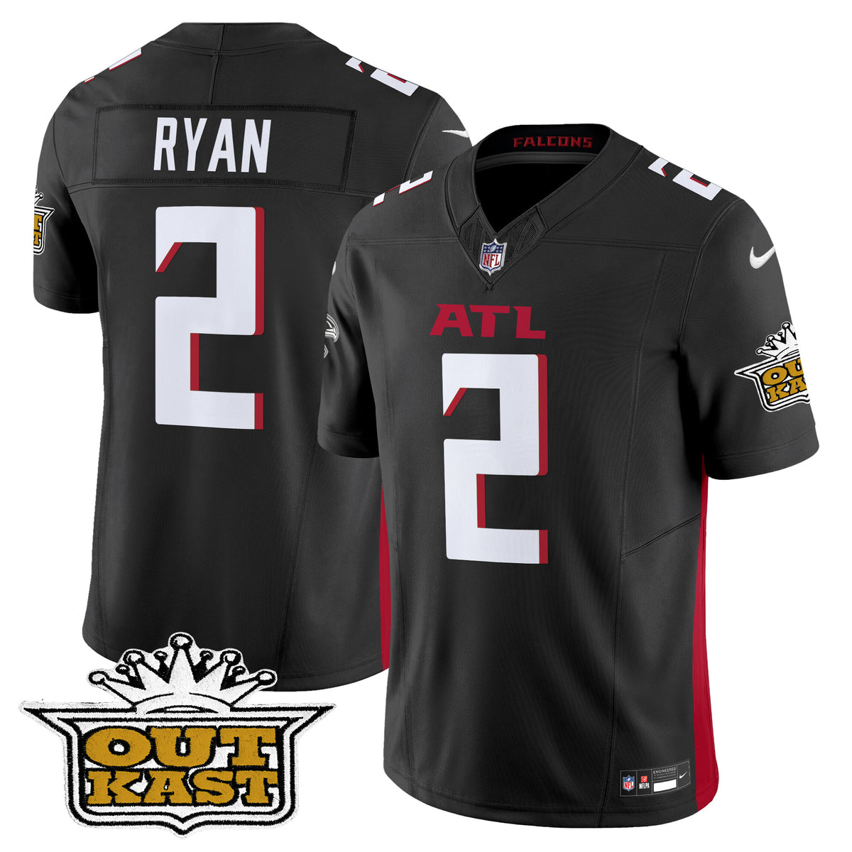Men's Outkast x Atlanta Falcons 2024 Vapor Limited Jersey - All Stitched - Black - Matt Ryan — view 1