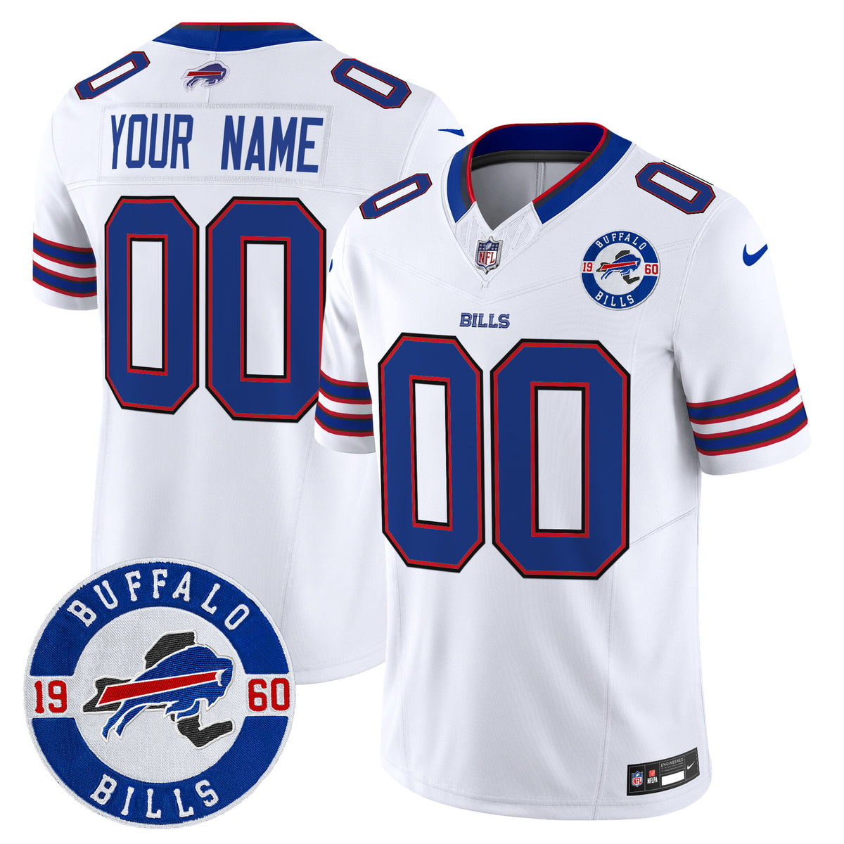 Buffalo Bills 2024 Vapor Limited Custom Jersey - Est. 1960 Patch - All Stitched - White — view 1